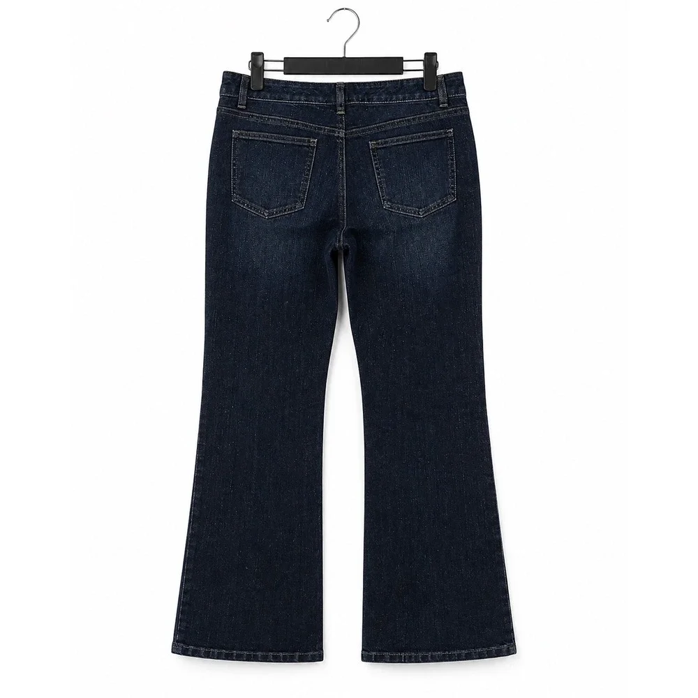 Michael Kors Womens Sparkle Shimmer Flare Jeans Dark Wash Blue Size 6P